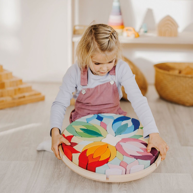 Grimm's | Building Set Lara Puzzle Mandala at Milk Tooth Australia