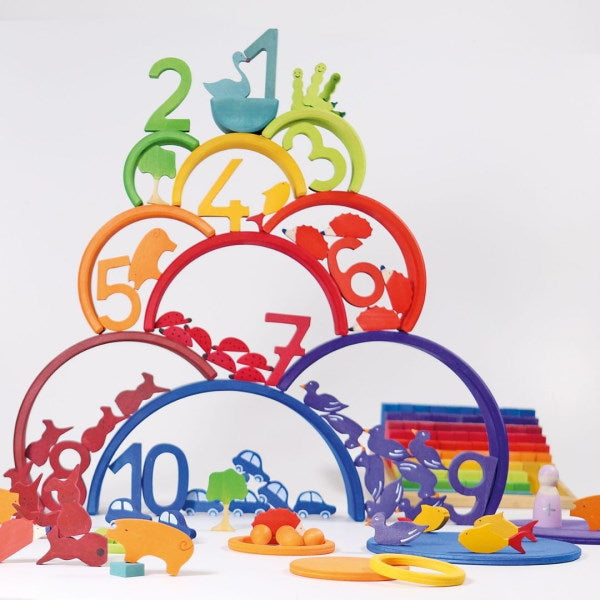 Grimm's | Counting Rainbow with the Grimm's range of wooden counting toys