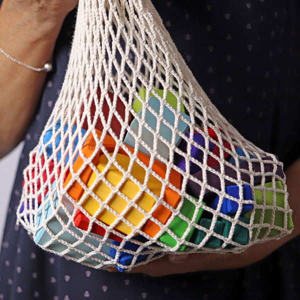 Grimm's | Geometric Blocks | Coloured 30 Pieces in net bag