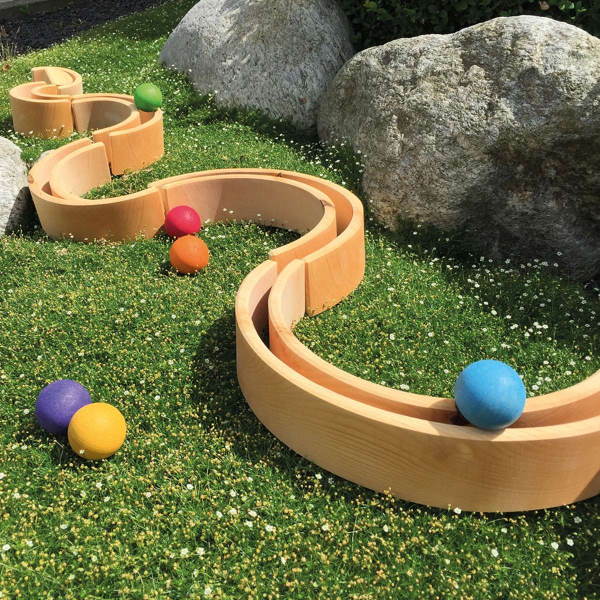 Grimm's | Large Natural Rainbow wooden stacking toy at Milk Tooth