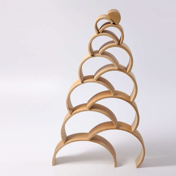 Grimm's | Large Natural Rainbow wooden stacking toy at Milk Tooth
