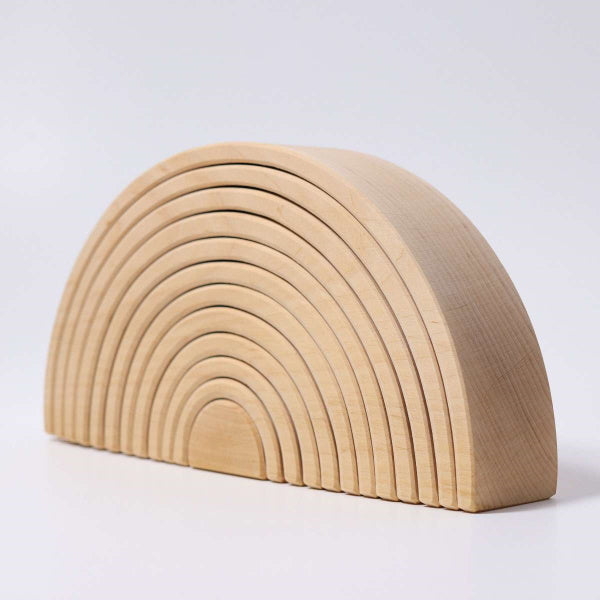 Grimm's | Large Natural Rainbow wooden stacking toy at Milk Tooth