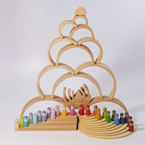 Grimm's | Large Natural Rainbow wooden stacking toy at Milk Tooth