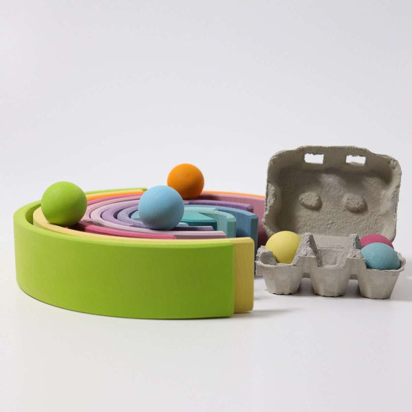 Grimm's 6 Pastel Balls wooden toys at Milk Tooth