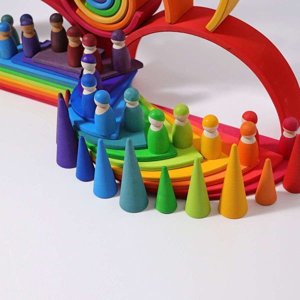 Grimm's Large Rainbow wooden stacking toy at Milk Tooth