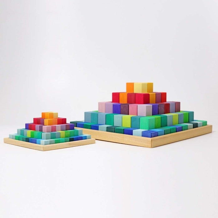 Grimm's | Stepped Pyramid | Large and Small | Rainbow Building Blocks