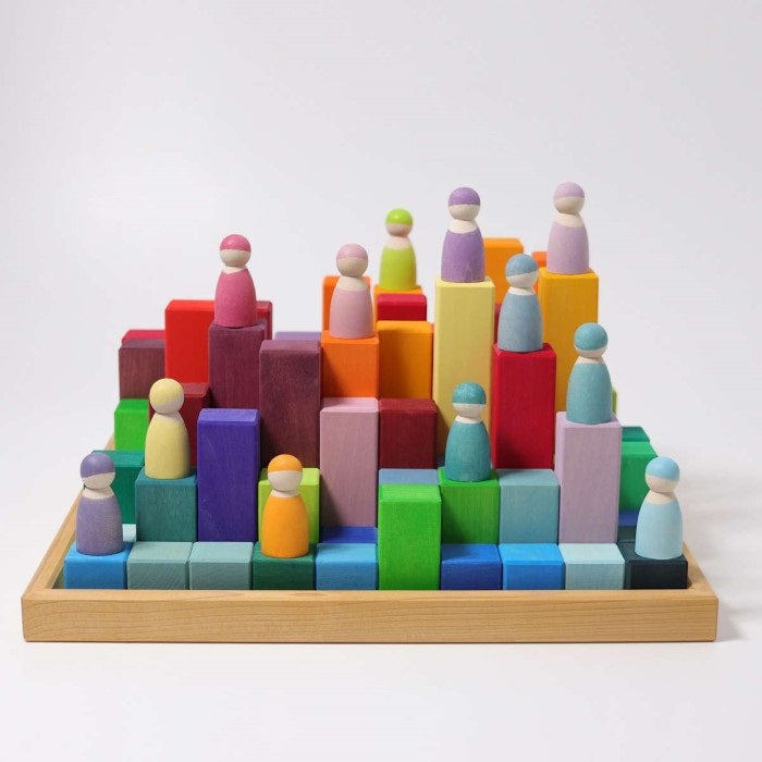 Grimm's | Stepped Pyramid | Large | Rainbow Building Blocks styled with Rainbow Friends