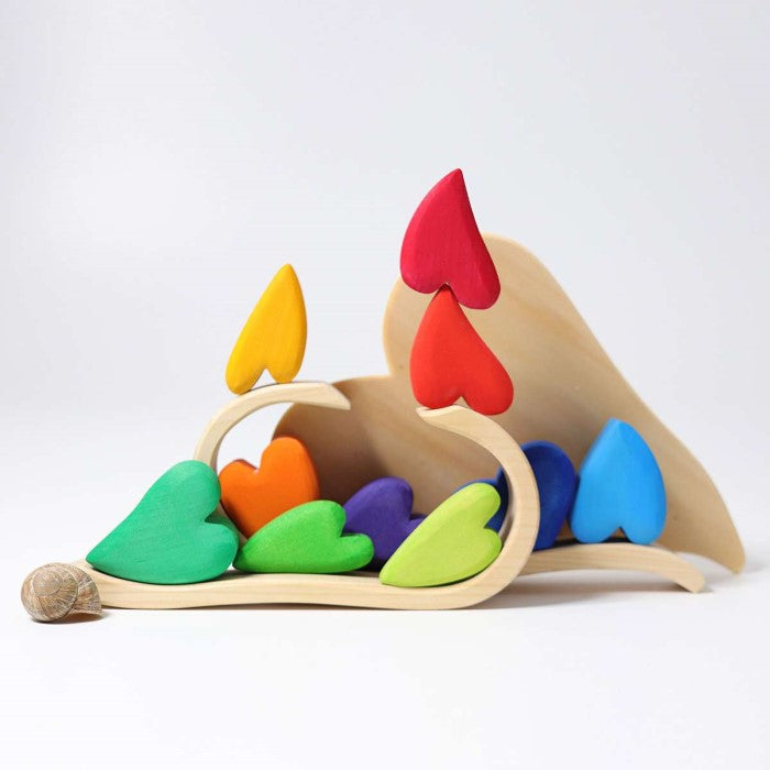 Grimm's | Rainbow Hearts | Wooden Blocks Building Set