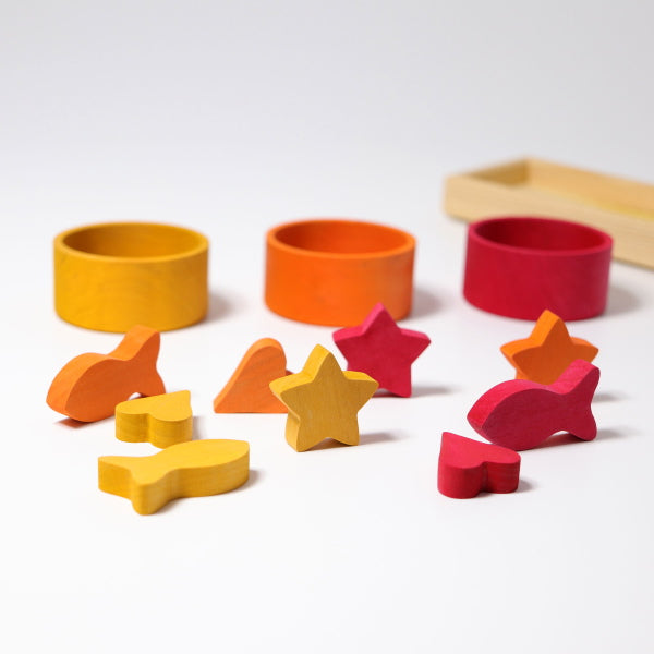 Grimm's | Rainbow Sorting Game with Tweezers orange red yellow