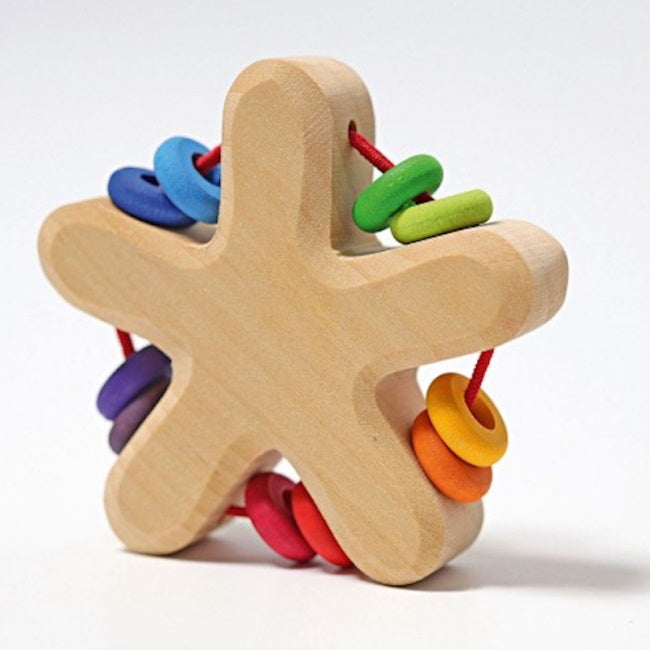 Grimm's | Rattle Star with Beads at Milk Tooth