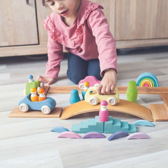 Grimm's | Coloured Wooden Cars | Slimline 5 Pieces
