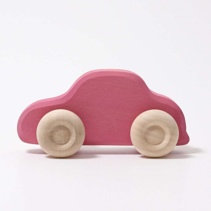 Grimm's | Coloured Wooden Cars | Slimline 5 Pieces | Pink Toy Car