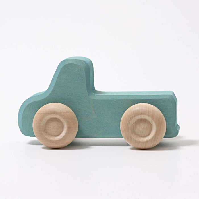 Grimm's | Coloured Wooden Cars | Slimline 5 Pieces | Blue Truck or Ute