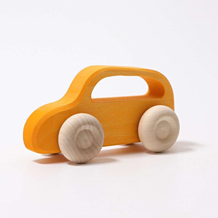 Grimm's | Coloured Wooden Cars | Slimline 5 Pieces | Orange Car with Window