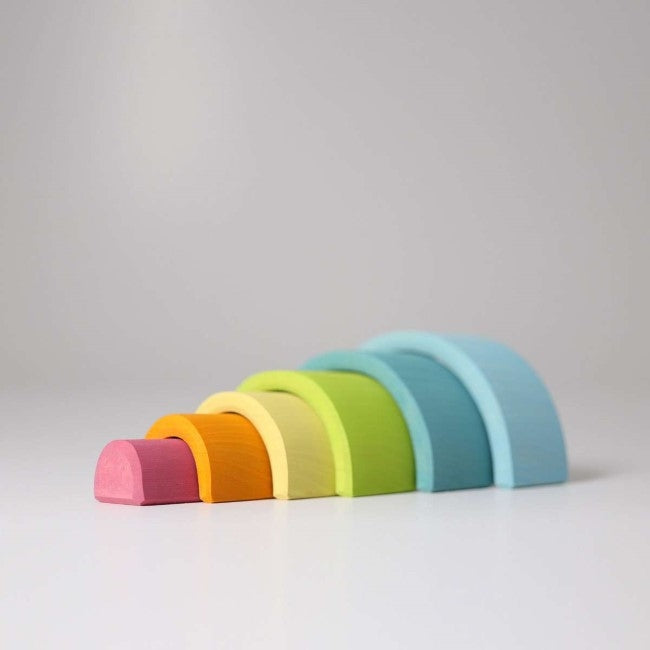Grimm's | Wooden Rainbow Stacking Toy | Pastel | Small