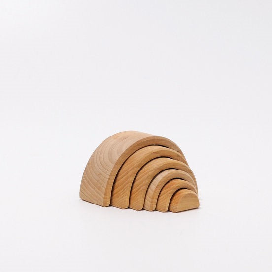 Grimm's | Wooden Rainbow Stacking Toy | Natural | Small