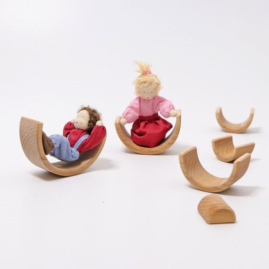 Grimm's | Wooden Rainbow Stacking Toy | Natural | Small
