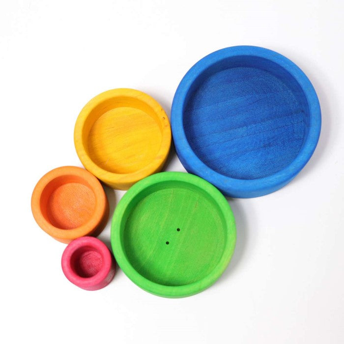 Grimm's | Coloured Stacking Bowls | Outside Blue