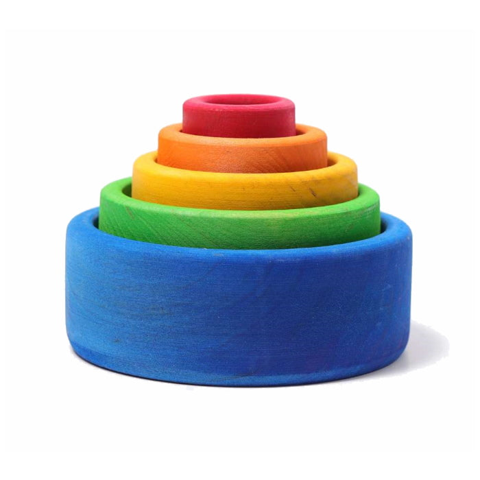 Grimm's | Coloured Stacking Bowls | Outside Blue