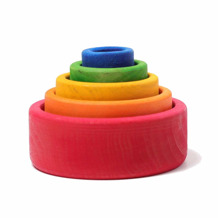 Grimm's | Coloured Stacking Bowls | Outside Red