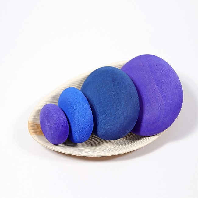 Grimm's | Building Set | Dream Pebbles | Blue Purple in Coconut Shell Dish
