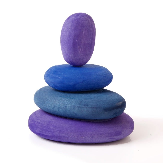 Grimm's | Building Set | Dream Pebbles | Blue Navy Purple Wooden Stone Toys