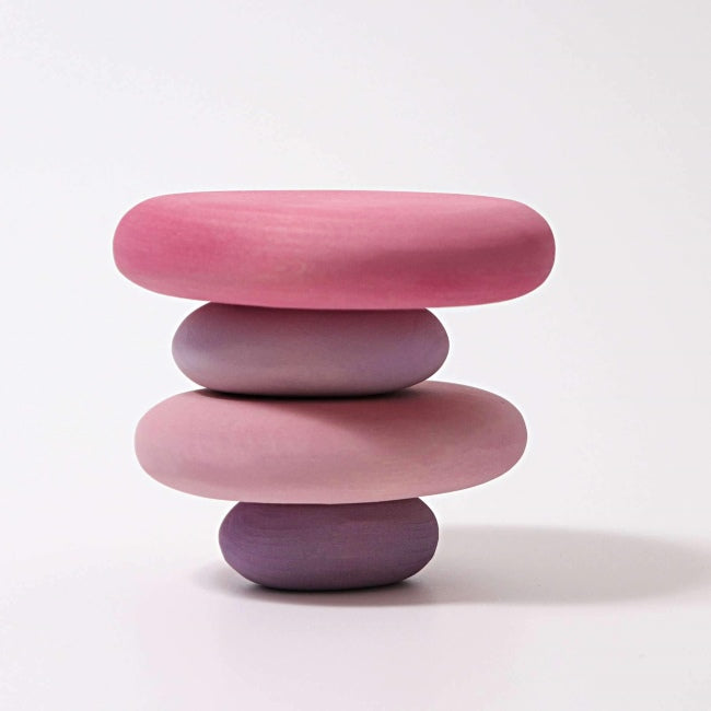 Grimm's | Building Set | Flamingo Pebbles | Pink & Purple Stacking Stones