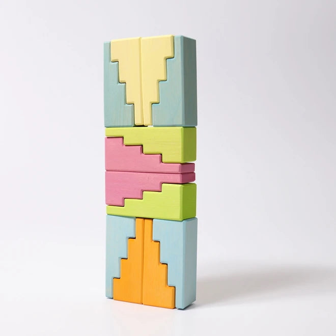 Grimm's | Stepped Roofs | Pastel Wooden Building Blocks