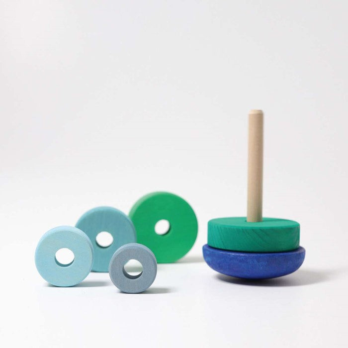 Grimm's | Wobbly Stacking Tower | Blue
