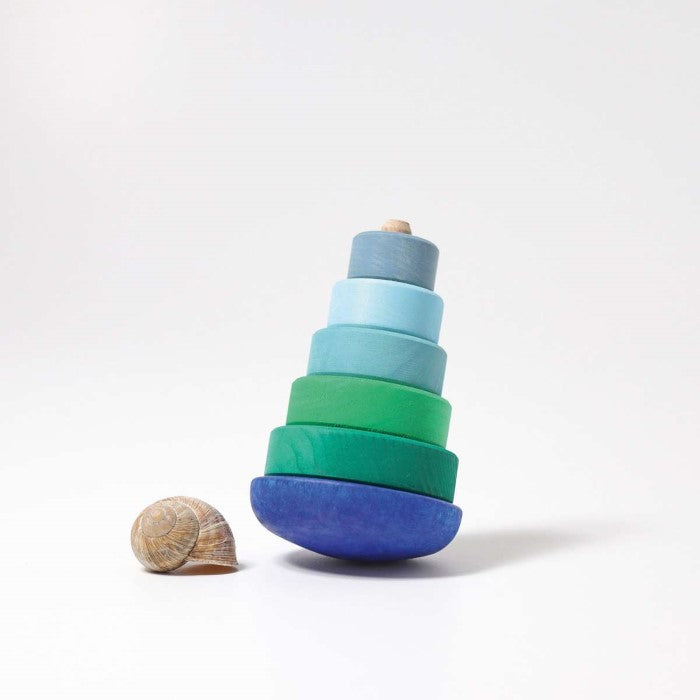 Grimm's | Wobbly Stacking Tower | Blue