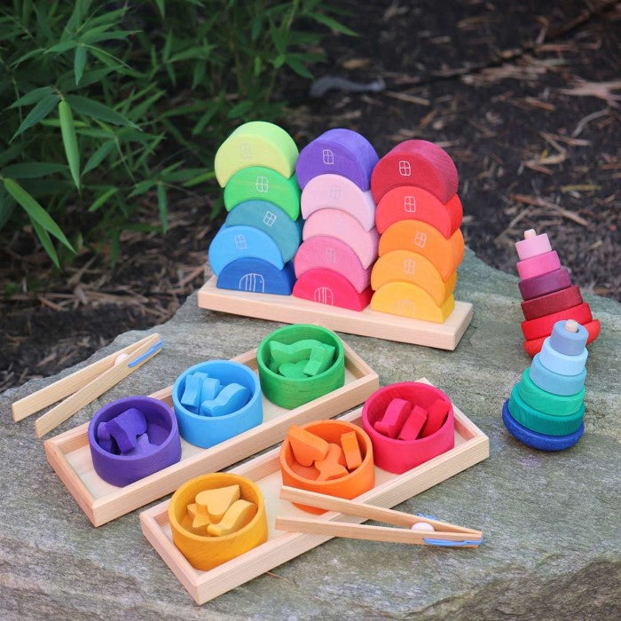 Grimm's | Wobbly Stacking Tower | Blue
