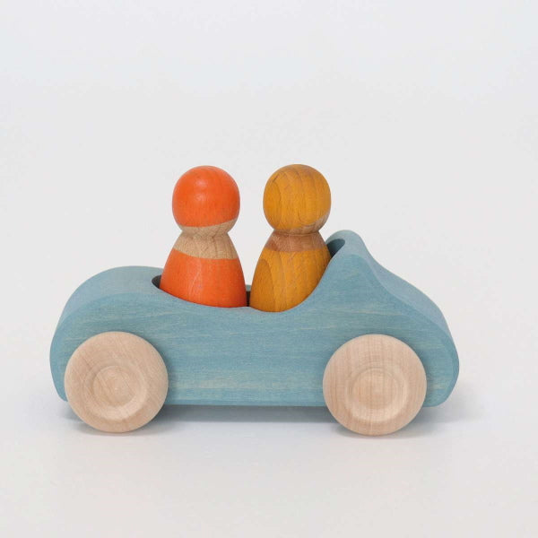 Grimm's | Convertible Car | Large | Blue with Two Friends