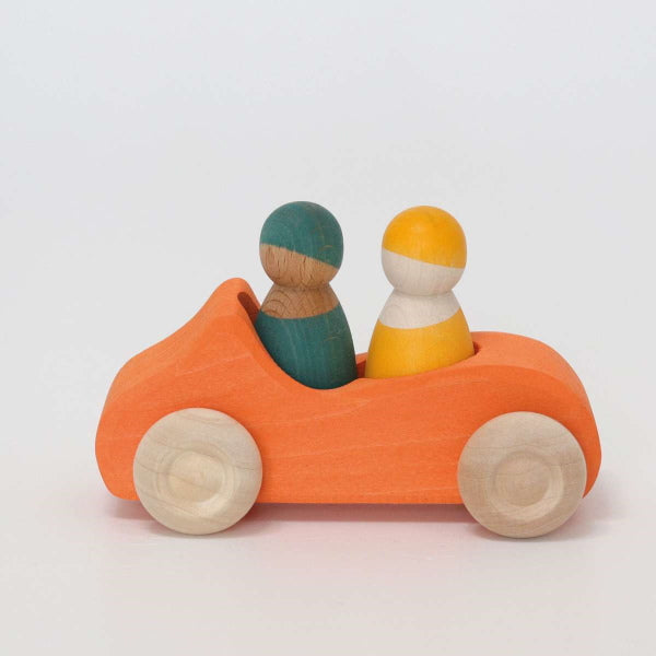 Grimm's | Convertible Car | Large | Orange with Two Friends at Milk Tooth
