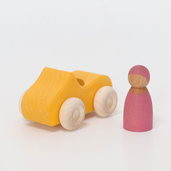 Grimm's | Convertible Car | Small | Yellow with Friend