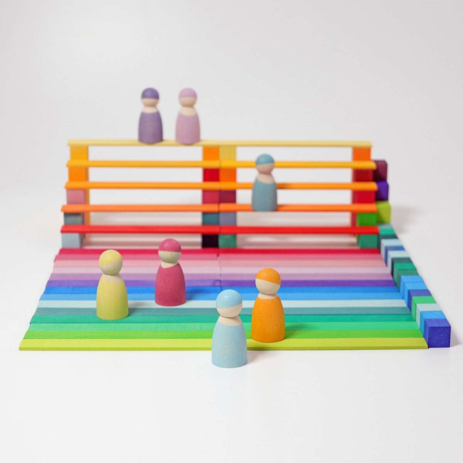 Grimm's Spiel Und Holz | 12 Pastel Rainbow Friends Peg Dolls