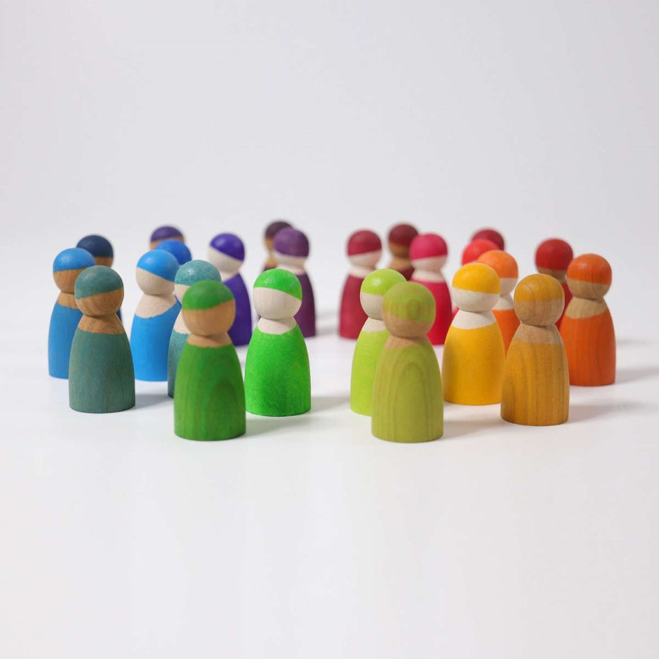 Grimm's Spiel Und Holz | 12 Rainbow Friends Peg Dolls