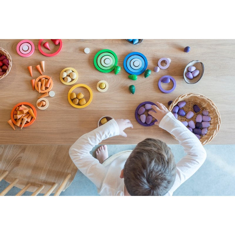 Grapat | Nest Rings | 24 Pieces | Concentric gradient rainbow wooden toys