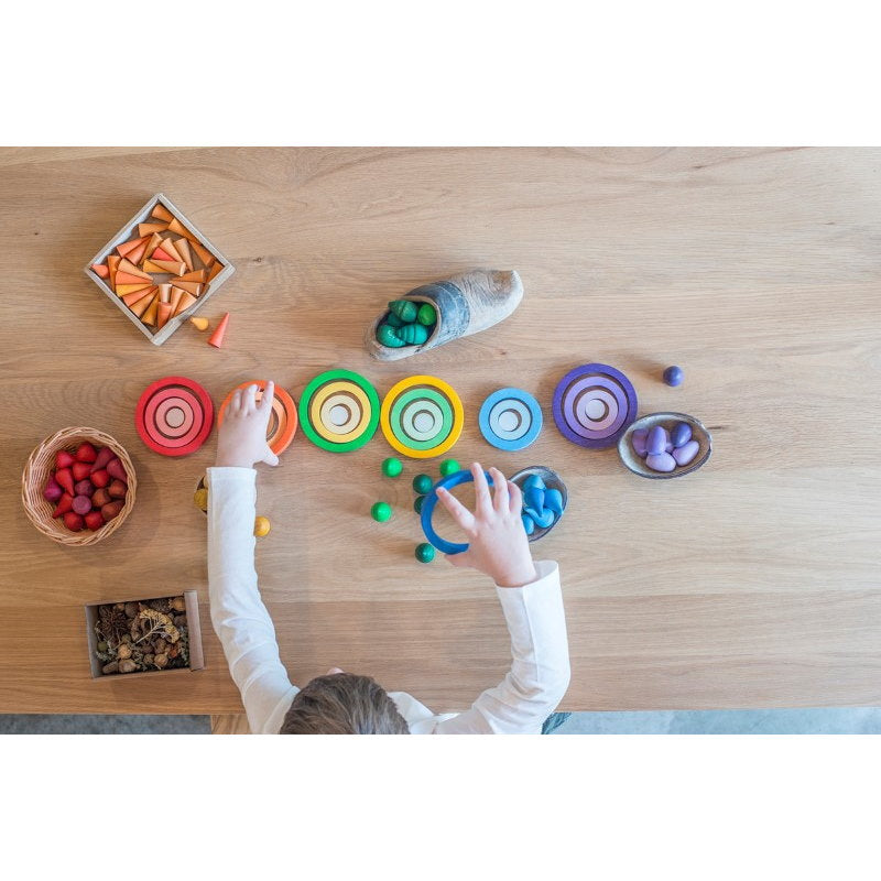 Grapat | Nest Rings | 24 Pieces | Concentric gradient rainbow wooden toys