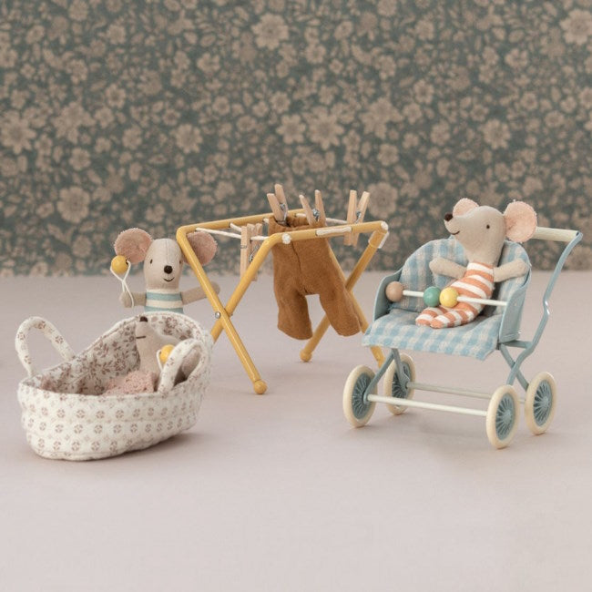 Maileg | Stroller Baby Mice Mint at Milk Tooth