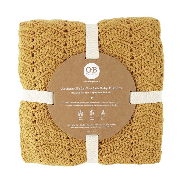 O.B. Designs | Hand Crocheted Baby Blanket | Turmeric