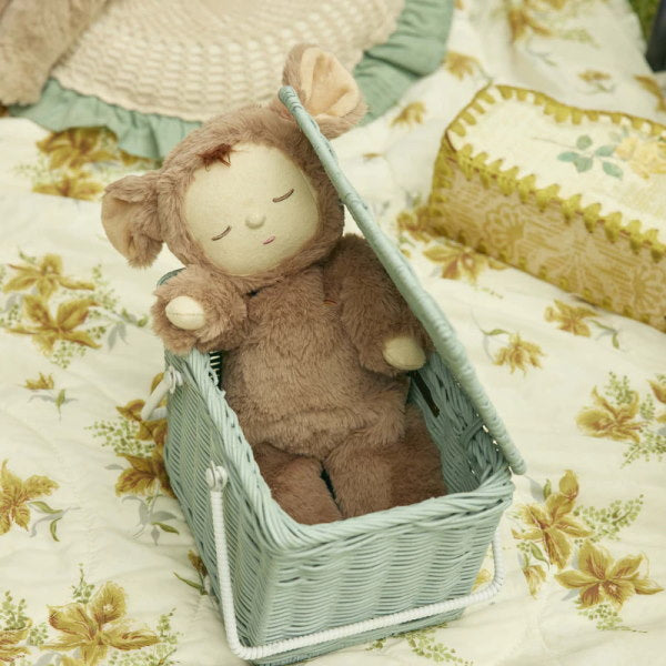 Olli Ella Vintage Blue Piki Basket with Mousy Pickle Cozy Dinkum at Milk Tooth