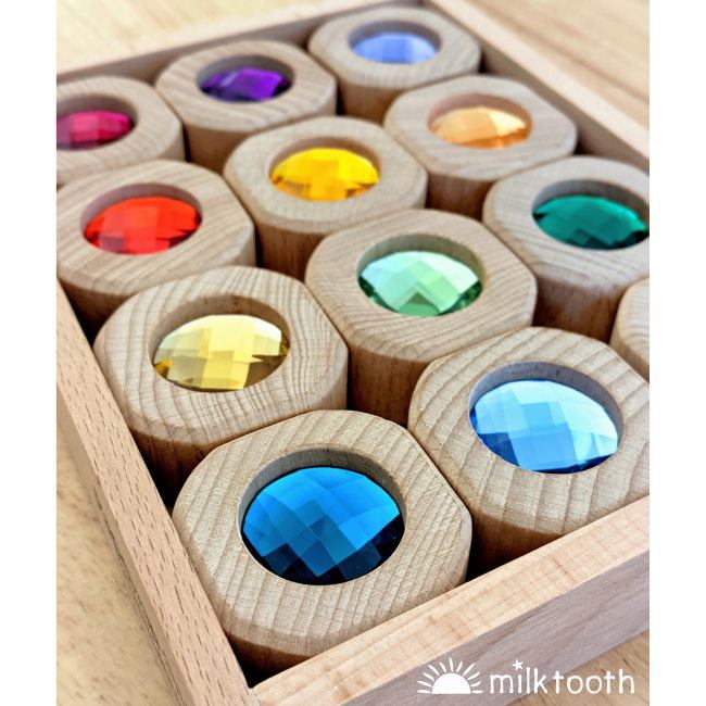 Papoose | Bitcoins | 12 Blocks Goethe | wooden blocks with gems