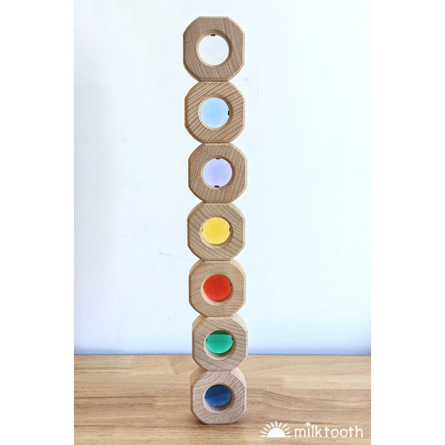 Papoose | Bitcoins | 15 Windows Rainbow | wooden blocks with see-through jewels