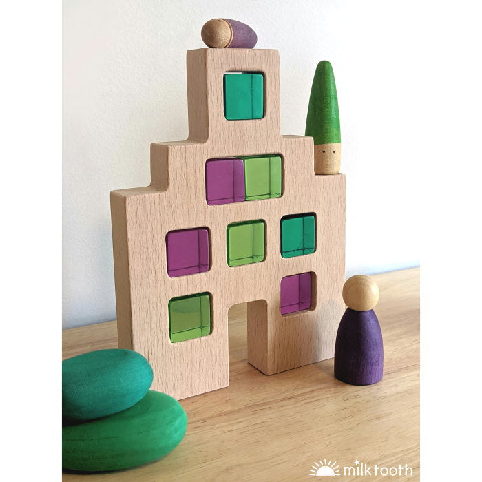 Bauspiel Lucite Cubes in Papoose Dutch Wood Houses