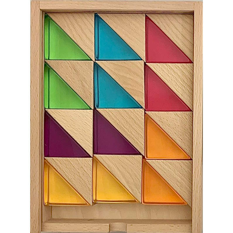 Papoose | Wood & Lucite Large Triangles | 24 Pieces with Tray at Milk Tooth