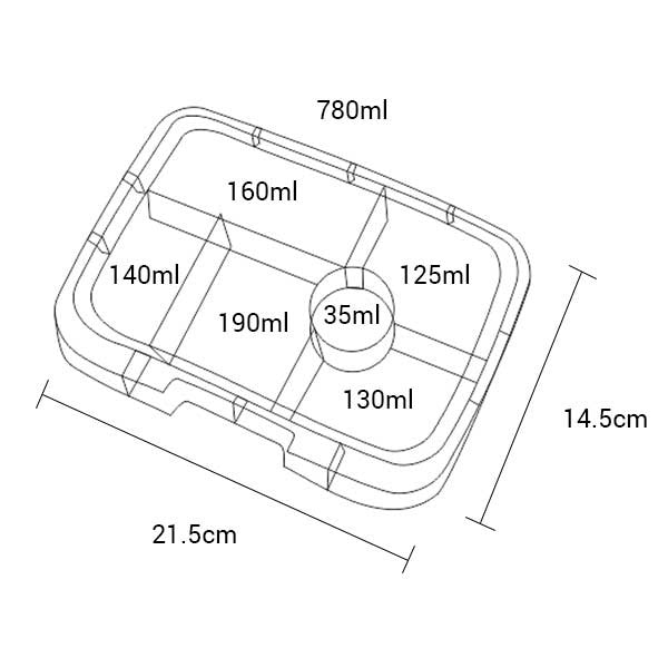 Yumbox Original Internal Dimensions of Compartments