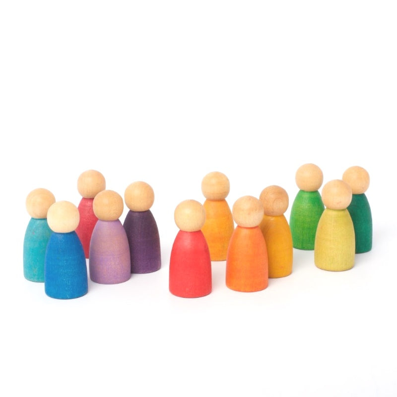 Grapat | 12 Nins | Set of twelve rainbow peg dolls