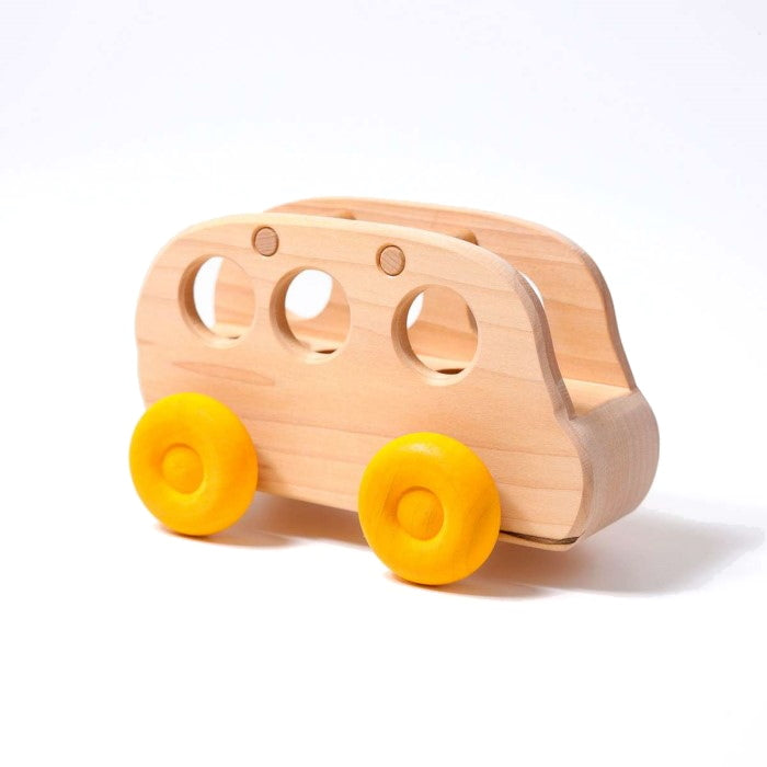 Grimm's Bus Natural with Yellow Wheels