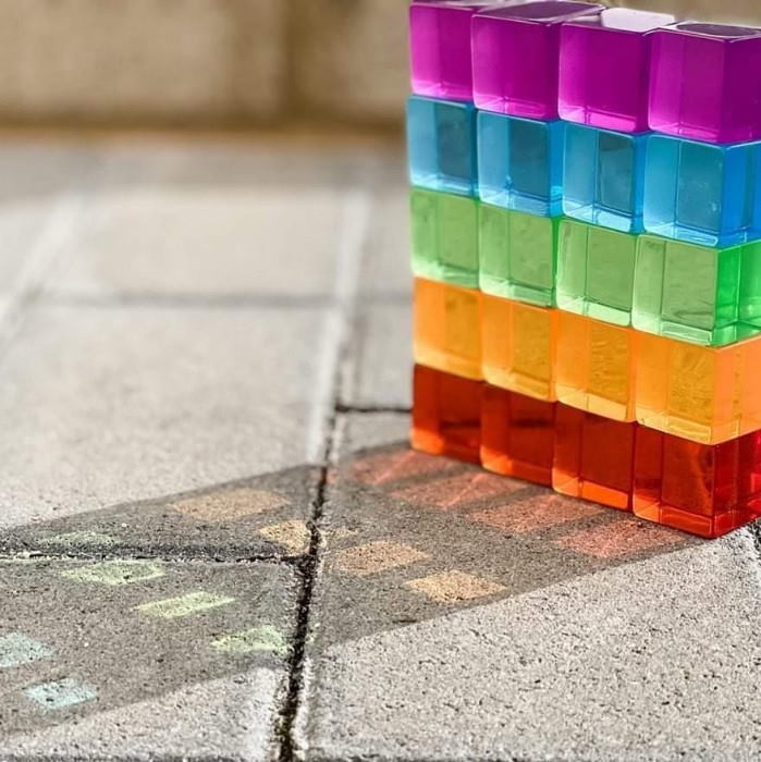 © Playdaysinperth for Milk Tooth Papoose Bright Lucite Cubes