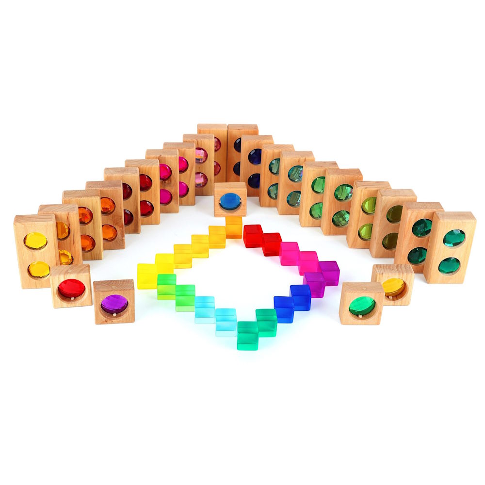 Bauspiel | Colour Street with Window Blocks &amp; Translucent Cubes